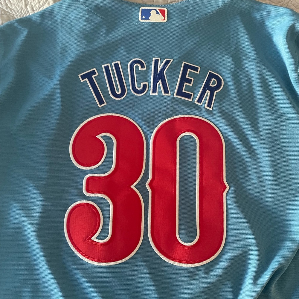 Nike Chicago Cubs Blue Button-Front Jersey Kyle Tucker #30 - Picture 6 of 6